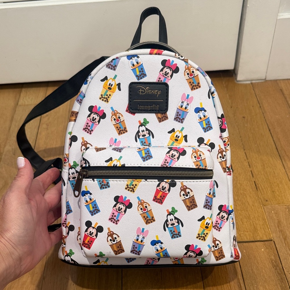 Loungefly White Disney Character Bubble Tea Mini Backpack